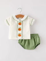 Fall Halloween & Thanksgiving Applique Plaid Boys Bloomers Romper Set - Rylee Faith Designs - Flyclothing LLC