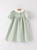 Fall Halloween & Thanksgiving Pumpkin Applique Plaid Green Girls Dress - Rylee Faith Designs - Flyclothing LLC