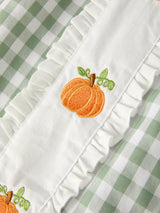 Fall Halloween & Thanksgiving Pumpkin Applique Plaid Green Girls Dress - Rylee Faith Designs - Flyclothing LLC