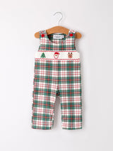 Christmas Jonjon Plaid Smocking Embroidered Boys Romper - Rylee Faith Designs - Flyclothing LLC