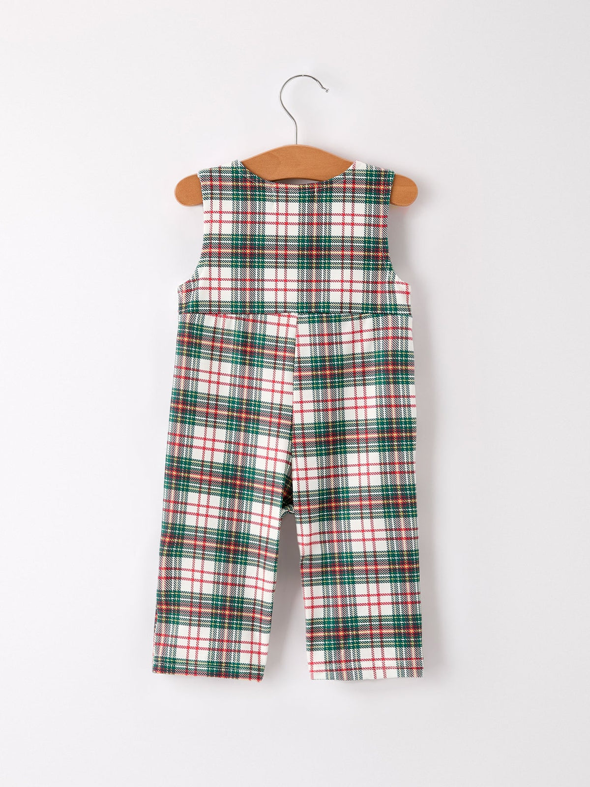 Christmas Jonjon Plaid Smocking Embroidered Boys Romper - Rylee Faith Designs - Flyclothing LLC