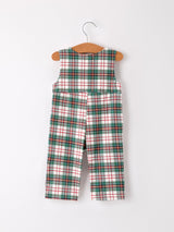 Christmas Jonjon Plaid Smocking Embroidered Boys Romper - Rylee Faith Designs - Flyclothing LLC