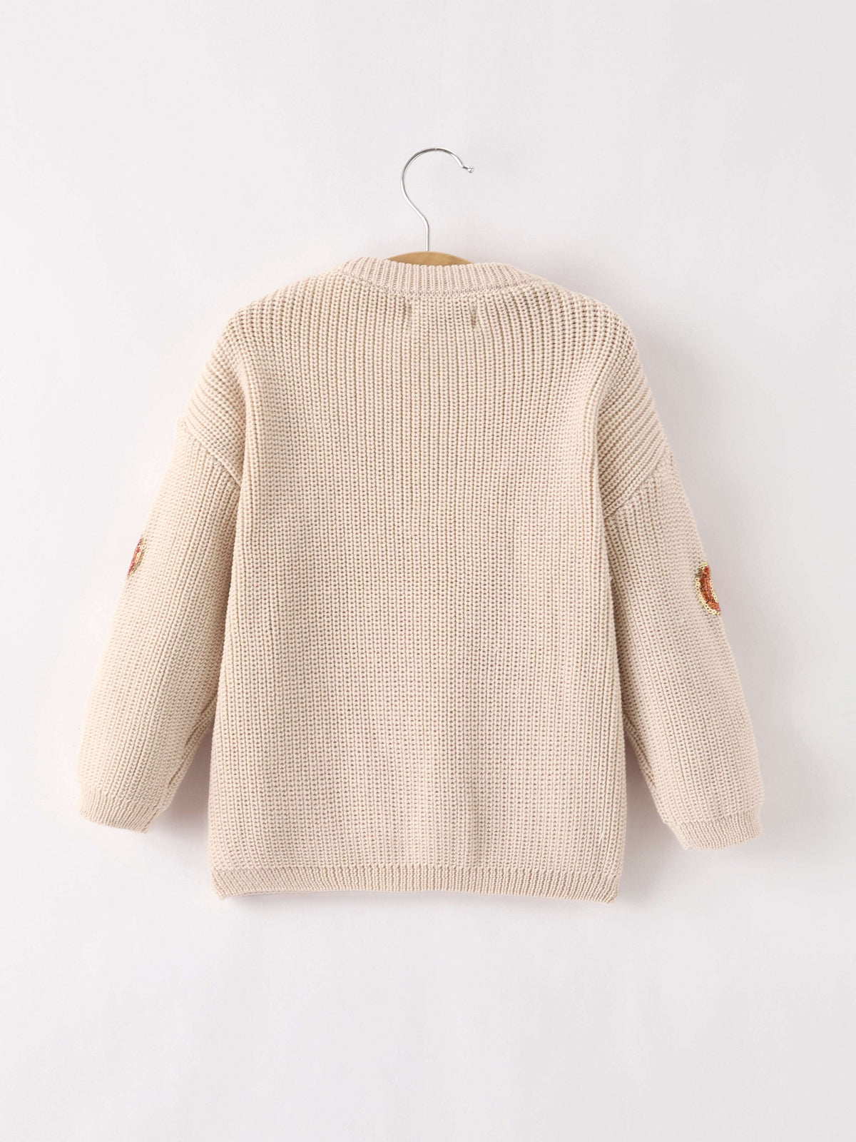 Thanksgiving Pumpkin Sequin Sweater – Beige, Perfect for Fall - Rylee Faith Designs - Flyclothing LLC