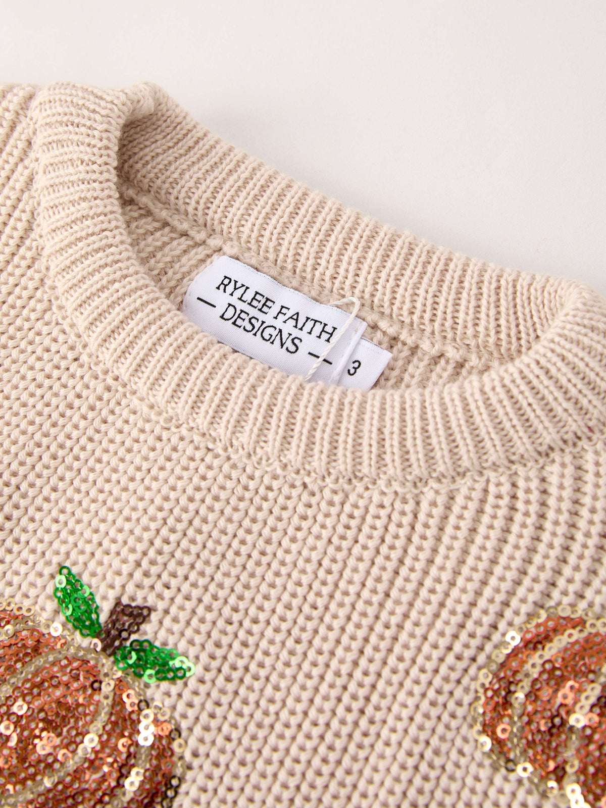 Thanksgiving Pumpkin Sequin Sweater – Beige, Perfect for Fall - Rylee Faith Designs - Flyclothing LLC