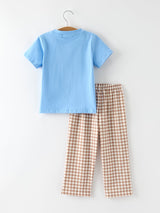 Christmas Vintage-Style Embroidered Gingerbread Plaid Boys Set - Rylee Faith Designs - Flyclothing LLC