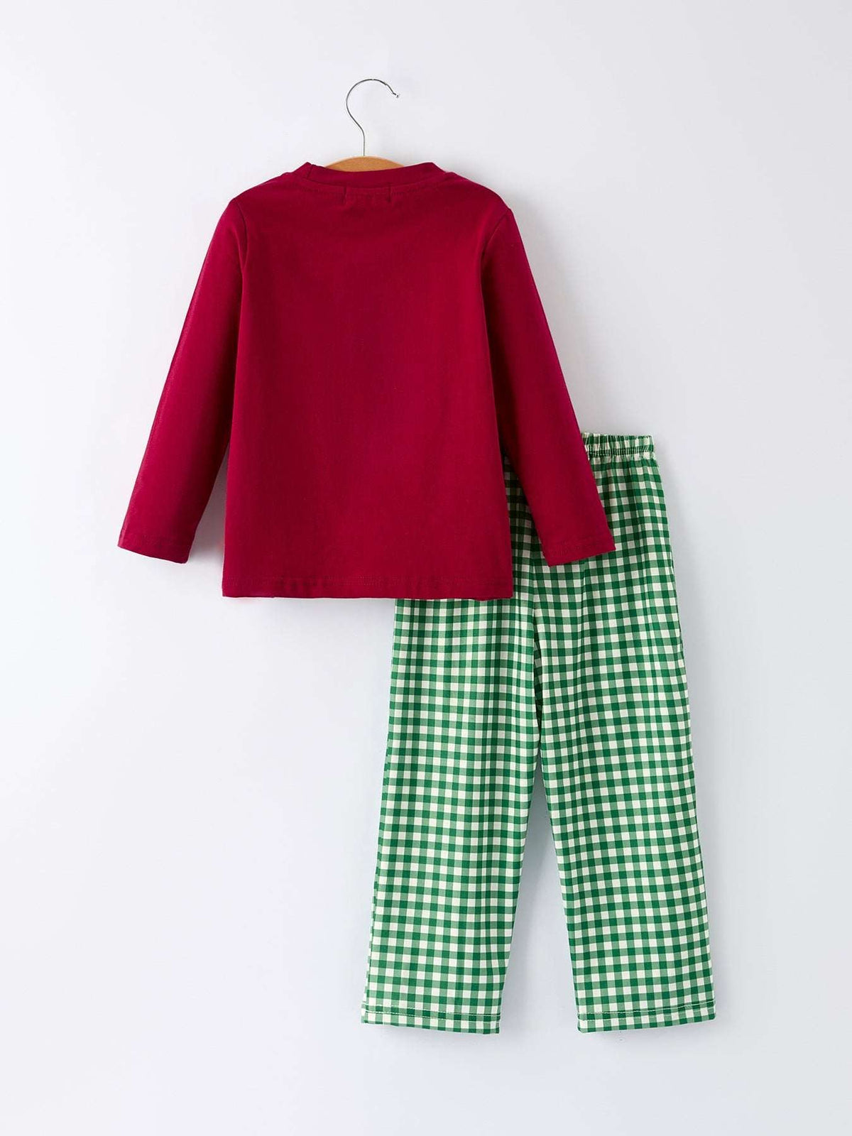Christmas Tree Dog Smocking Embroidered  Plaid Boys Set