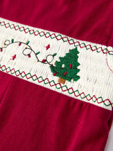Christmas Tree Dog Smocking Embroidered Baby Boys Romper - Rylee Faith Designs - Flyclothing LLC