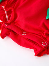 Christmas Smocked Girls Romper with Green Bow and Tree Embroidery - Rylee Faith Designs - Flyclothing LLC