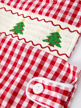 Christmas Smocking Embroidered Christmas Tree Plaid Plaid Baby Boy Romper - Rylee Faith Designs - Flyclothing LLC