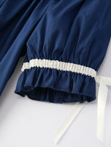Christmas Navy Blue Nativity Smocking Embroidered Dress - Rylee Faith Designs - Flyclothing LLC