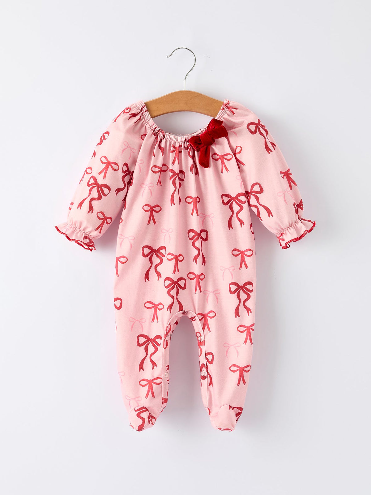 Bow Print Baby Girls Romper - Rylee Faith Designs - Flyclothing LLC