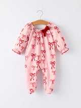 Bow Print Baby Girls Romper - Rylee Faith Designs - Flyclothing LLC