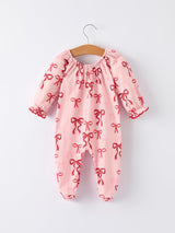 Bow Print Baby Girls Romper - Rylee Faith Designs - Flyclothing LLC