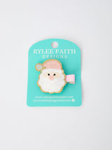 Christmas Pink Santa Girls 2-inch Hair Clip– Pink Girls' Hair Accessory - Rylee Faith Designs - Flyclothing LLC