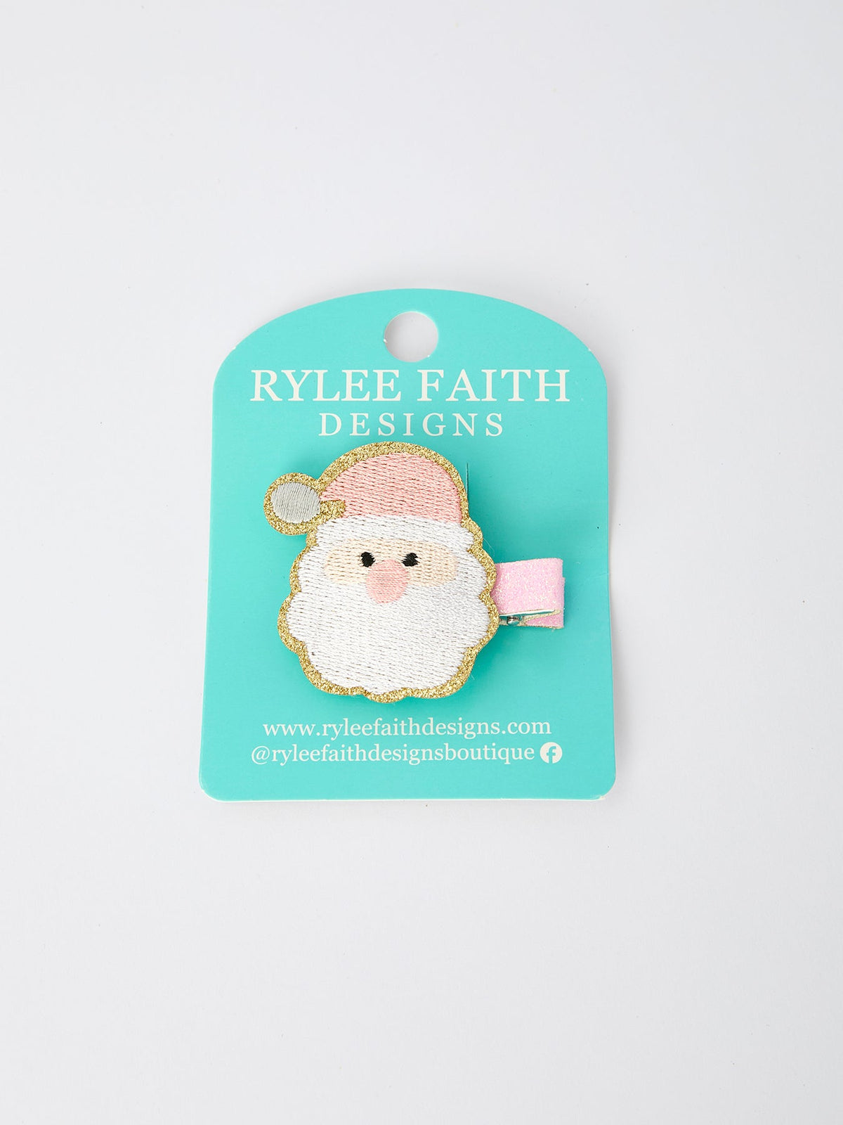 Christmas Pink Santa Girls 2-inch Hair Clip– Pink Girls' Hair Accessory - Rylee Faith Designs - Flyclothing LLC