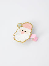Christmas Pink Santa Girls 2-inch Hair Clip– Pink Girls' Hair Accessory - Rylee Faith Designs - Flyclothing LLC