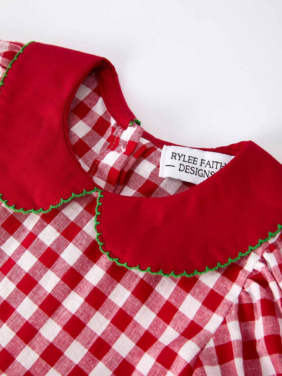 Girls Christmas Outfit – Red Plaid Dress with Tree Bow Accents - Rylee Faith Designs - Flyclothing LLC