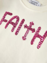 Girls Christian Outfit – Long Sleeve Faith Top & Pink Cross Mesh Skirt - Rylee Faith Designs - Flyclothing LLC