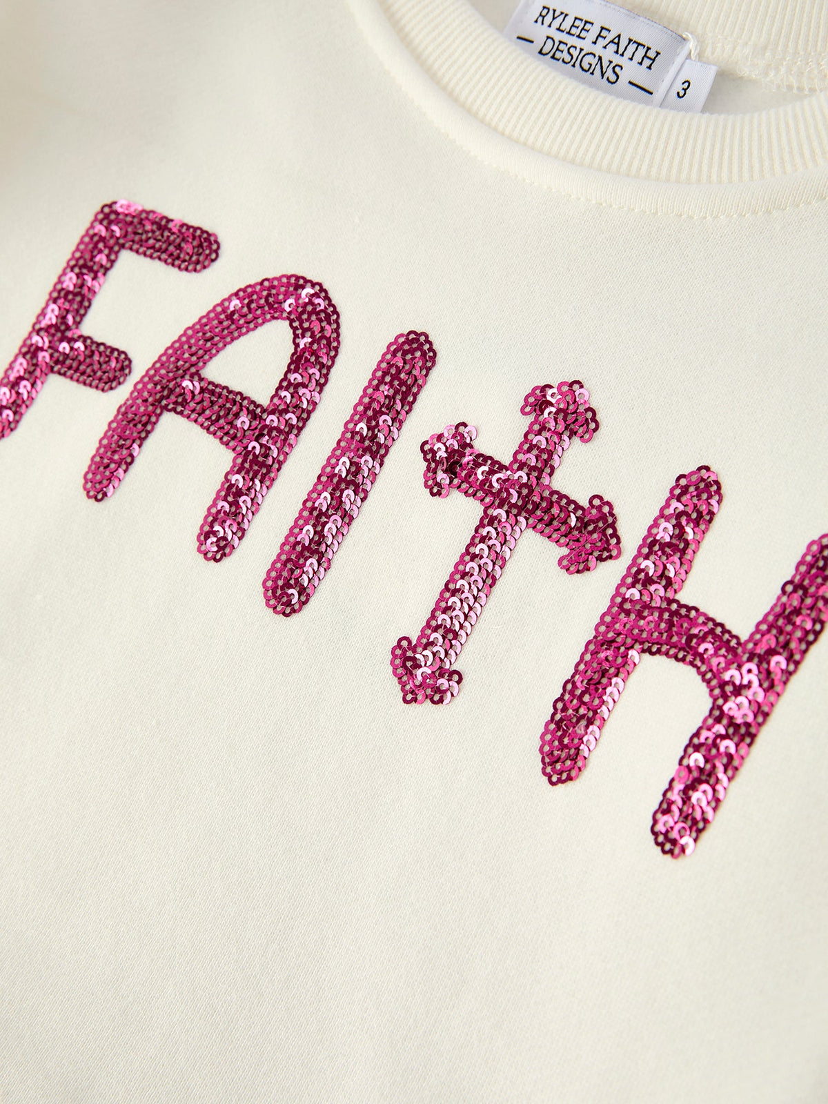 Girls Christian Outfit – Long Sleeve Faith Top & Pink Cross Mesh Skirt - Rylee Faith Designs - Flyclothing LLC