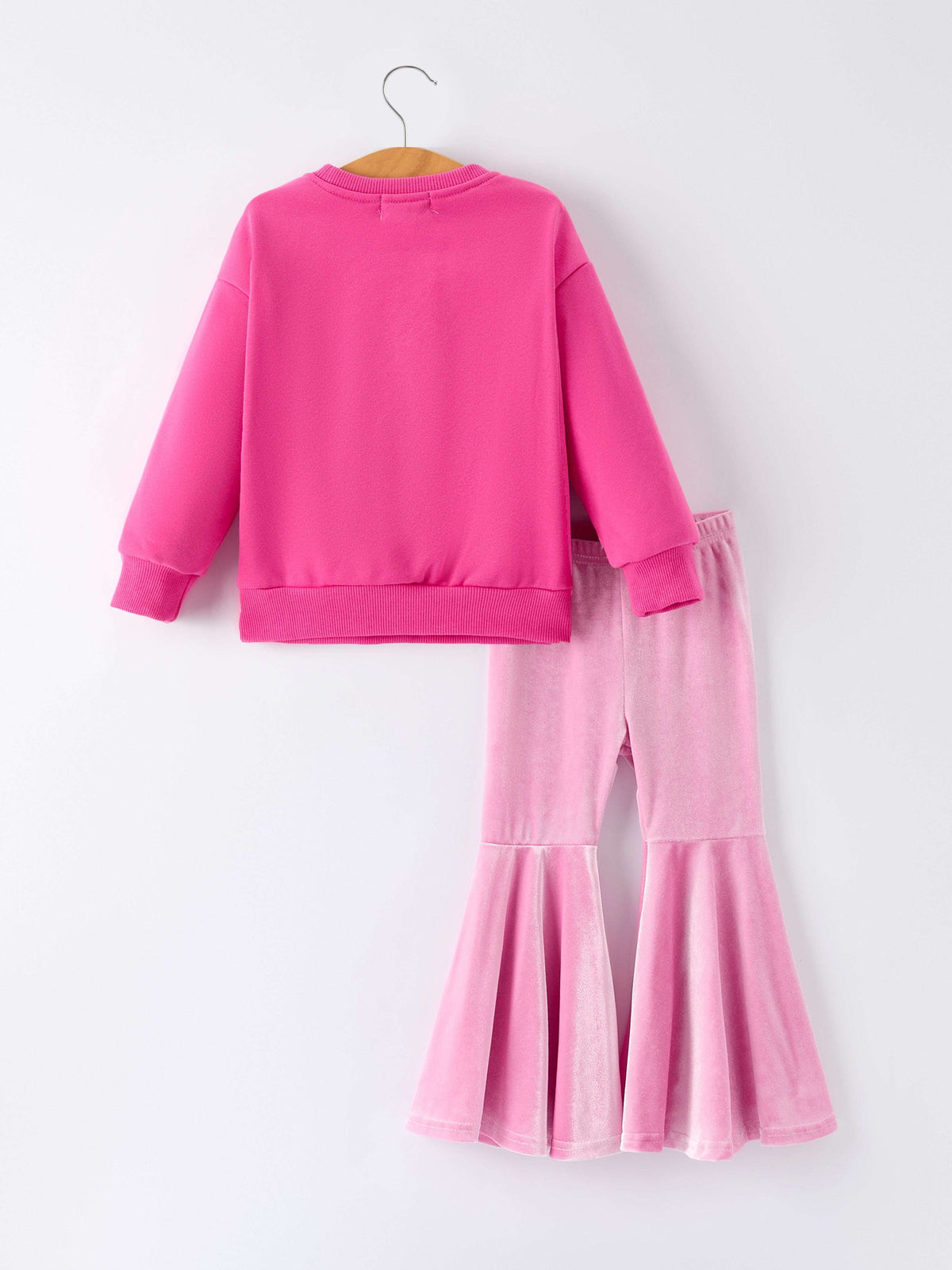 Toddler Girls Christmas Outfit – Pink Merry Bright Top and Bell Pants - Rylee Faith Designs - Flyclothing LLC