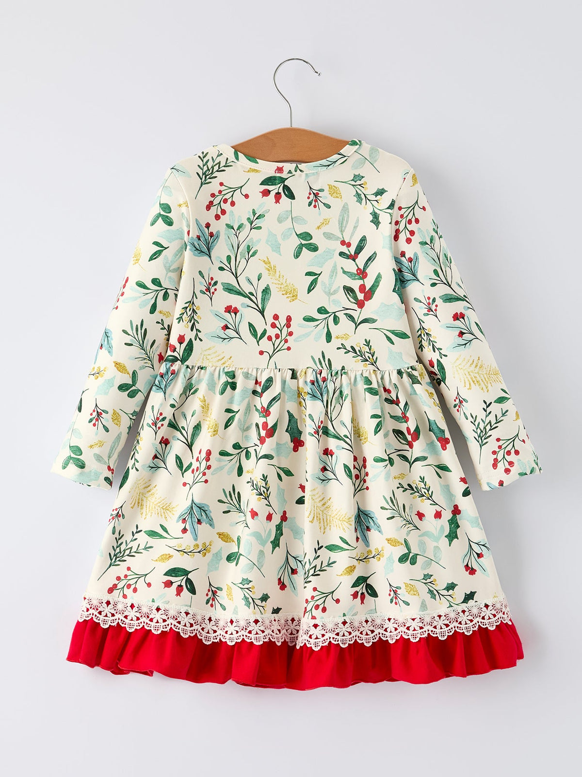 Toddler Girls Christmas Dress – Holiday Floral Print Outfit with Pockets - Rylee Faith Designs - Flyclothing LLC