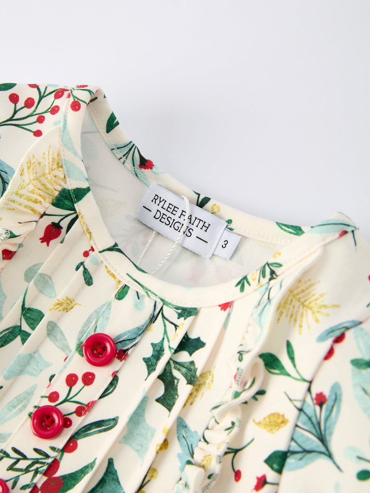 Toddler Girls Christmas Dress – Holiday Floral Print Outfit with Pockets - Rylee Faith Designs - Flyclothing LLC