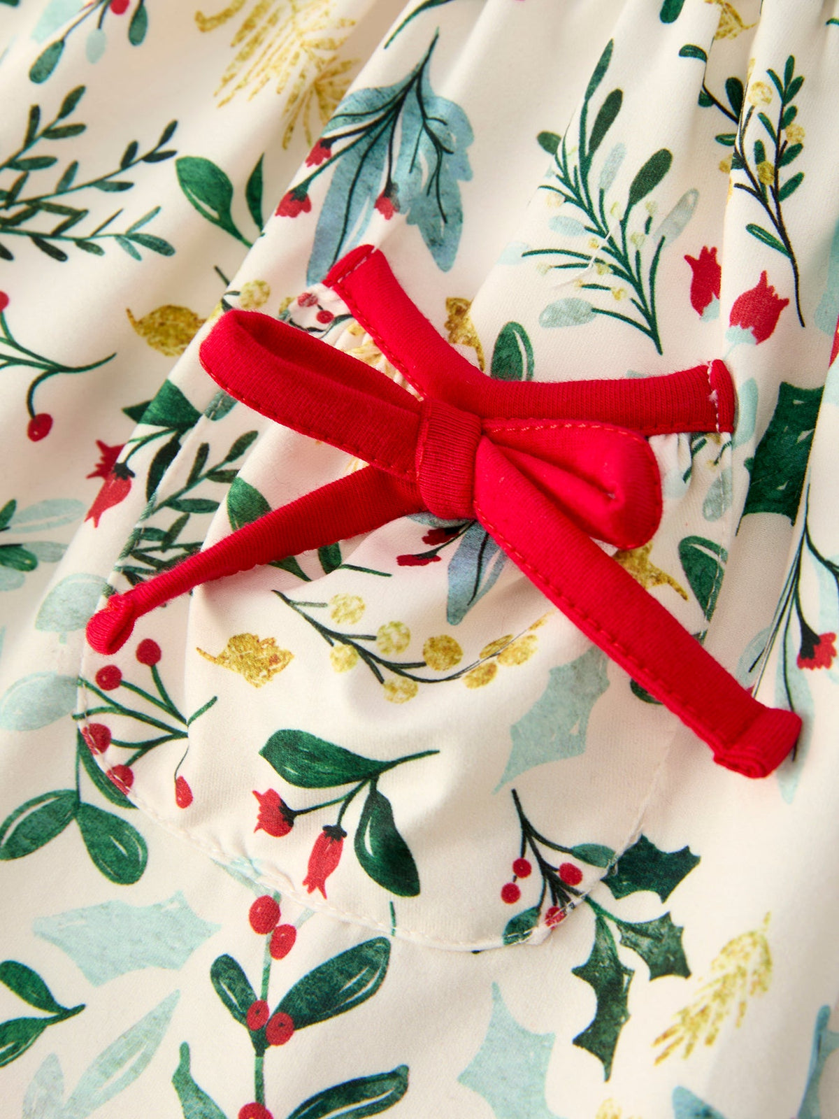 Toddler Girls Christmas Dress – Holiday Floral Print Outfit with Pockets - Rylee Faith Designs - Flyclothing LLC