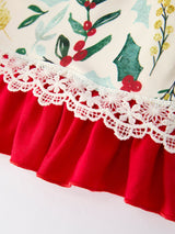 Toddler Girls Christmas Dress – Holiday Floral Print Outfit with Pockets - Rylee Faith Designs - Flyclothing LLC