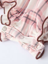 Western Horse Embroidered Smocked Plaid Baby Girl Romper