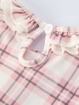 Western Horse Embroidered Smocked Plaid Baby Girl Romper