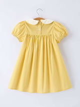 Yellow Goose Embroidered Smocked Plaid Dress