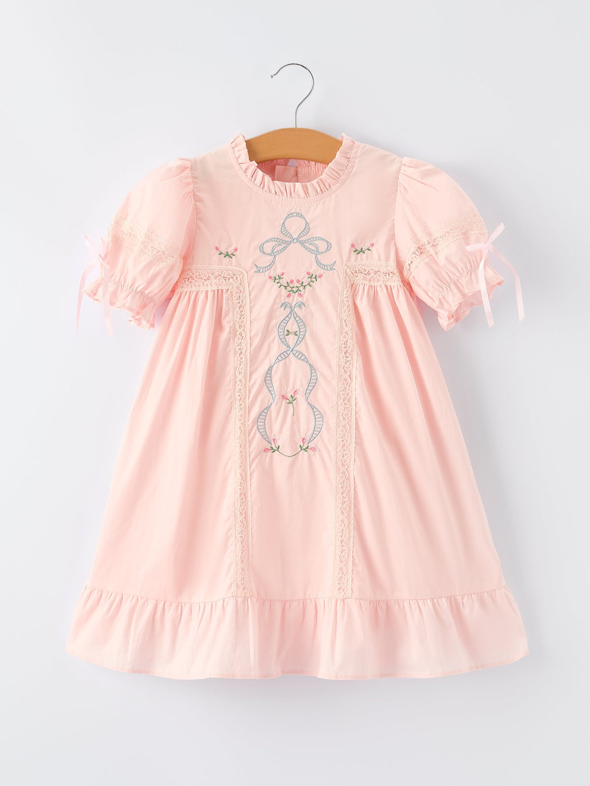 Embroidered Lace Girls' Short-sleeved Dress - Rylee Faith Designs - Flyclothing LLC