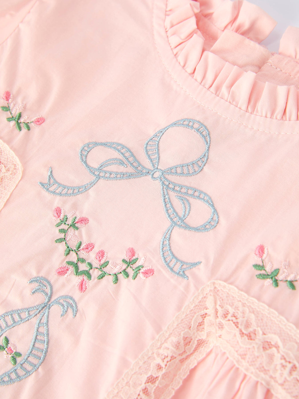 Embroidered Lace Girls' Short-sleeved Dress - Rylee Faith Designs - Flyclothing LLC