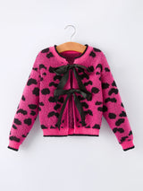 Fall Leopard Bow Girls Knit Cardigan - Rylee Faith Designs - Flyclothing LLC