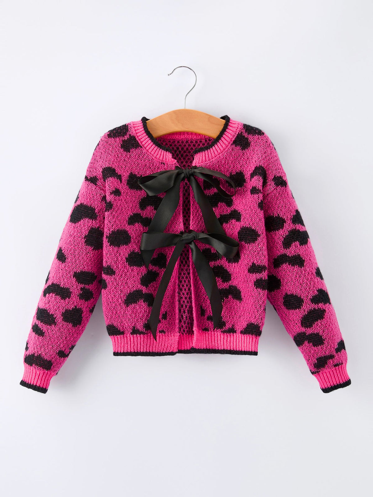 Fall Leopard Bow Girls Knit Cardigan - Rylee Faith Designs - Flyclothing LLC