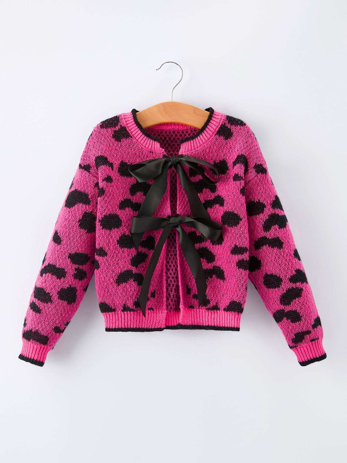 Fall Leopard Bow Girls Knit Cardigan - Rylee Faith Designs - Flyclothing LLC