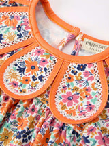 Orange Floral Bow Petals Collar Girls Romper - Rylee Faith Designs - Flyclothing LLC