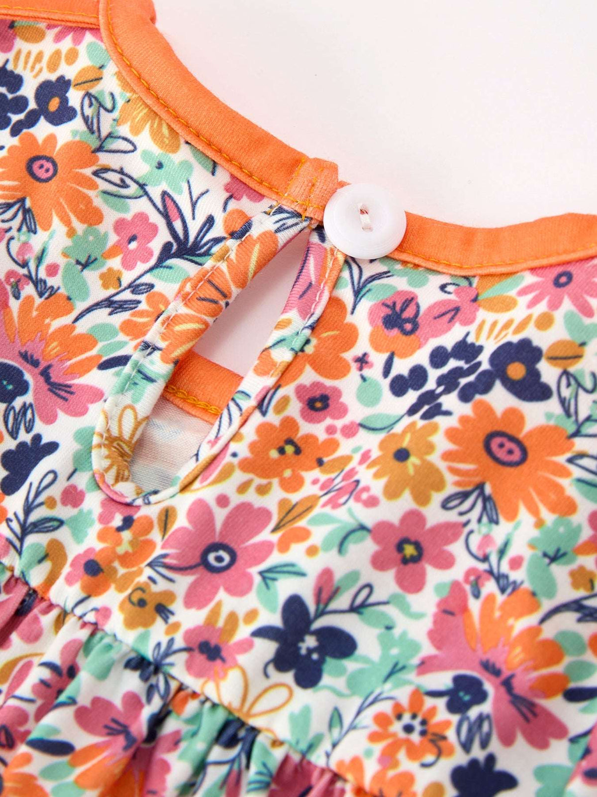 Orange Floral Bow Petals Collar Girls Romper - Rylee Faith Designs - Flyclothing LLC