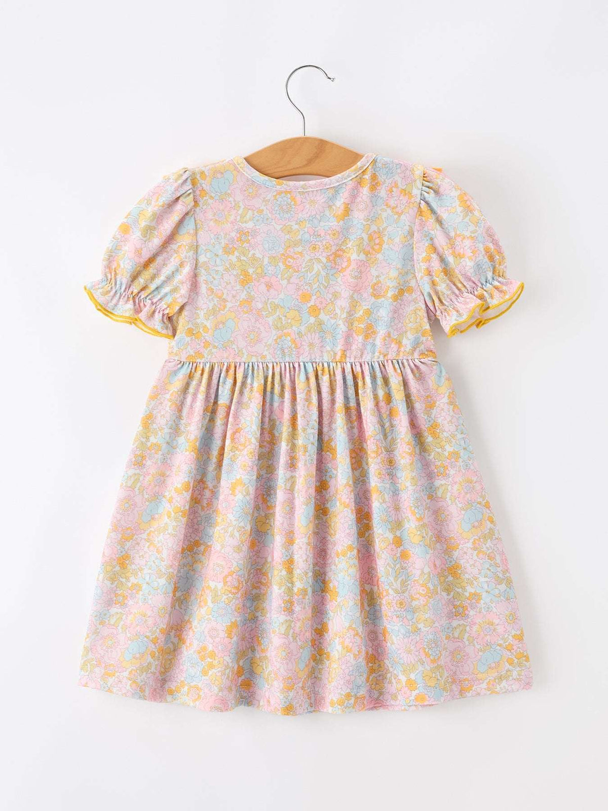 Yellow Bow Smocked Floral Girl Dress - Rylee Faith Designs - Flyclothing LLC