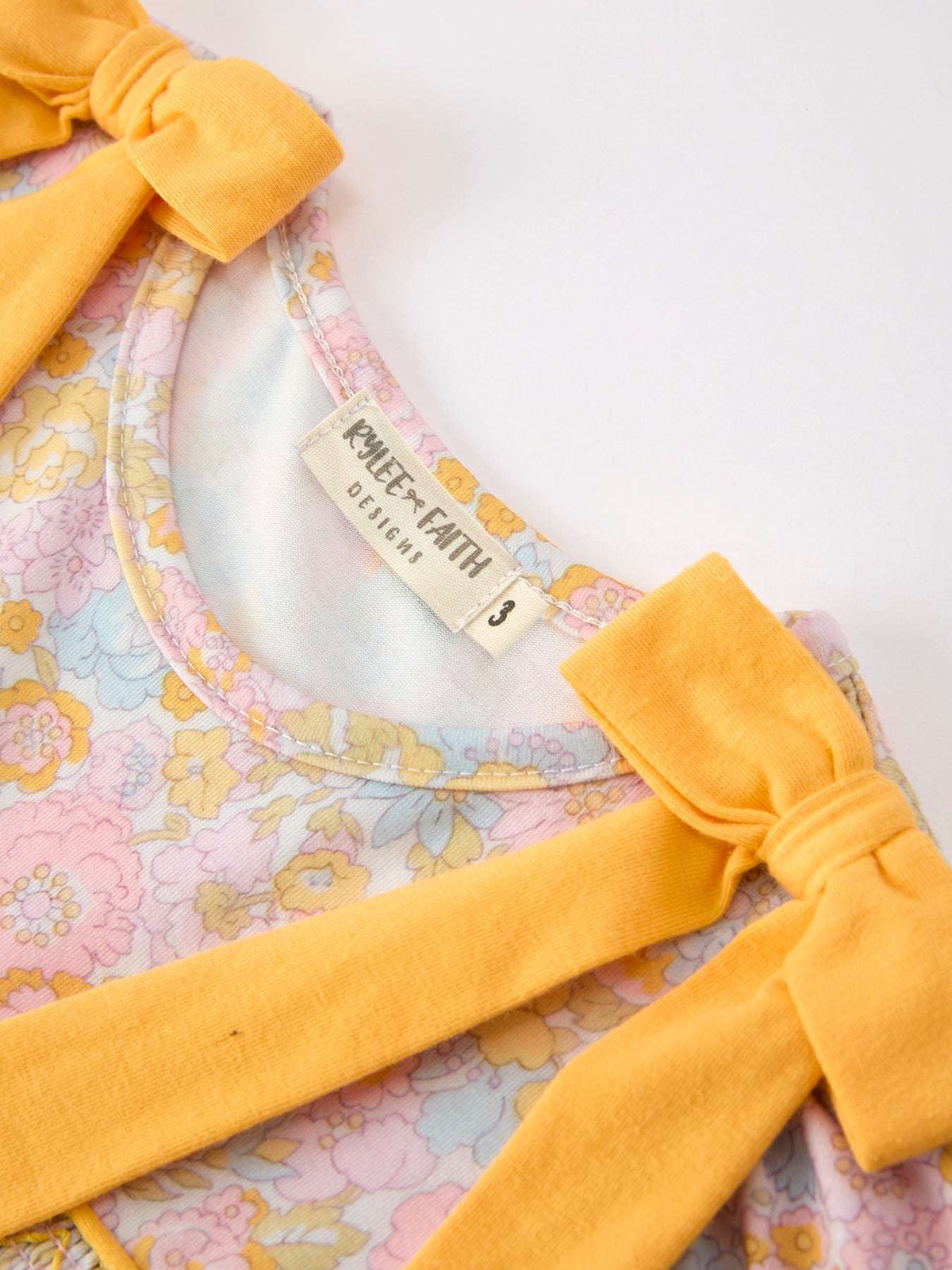 Yellow Bow Smocked Floral Girl Dress - Rylee Faith Designs - Flyclothing LLC