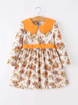 Fall Orange Floral Girl Dress Petals Collar - Rylee Faith Designs - Flyclothing LLC