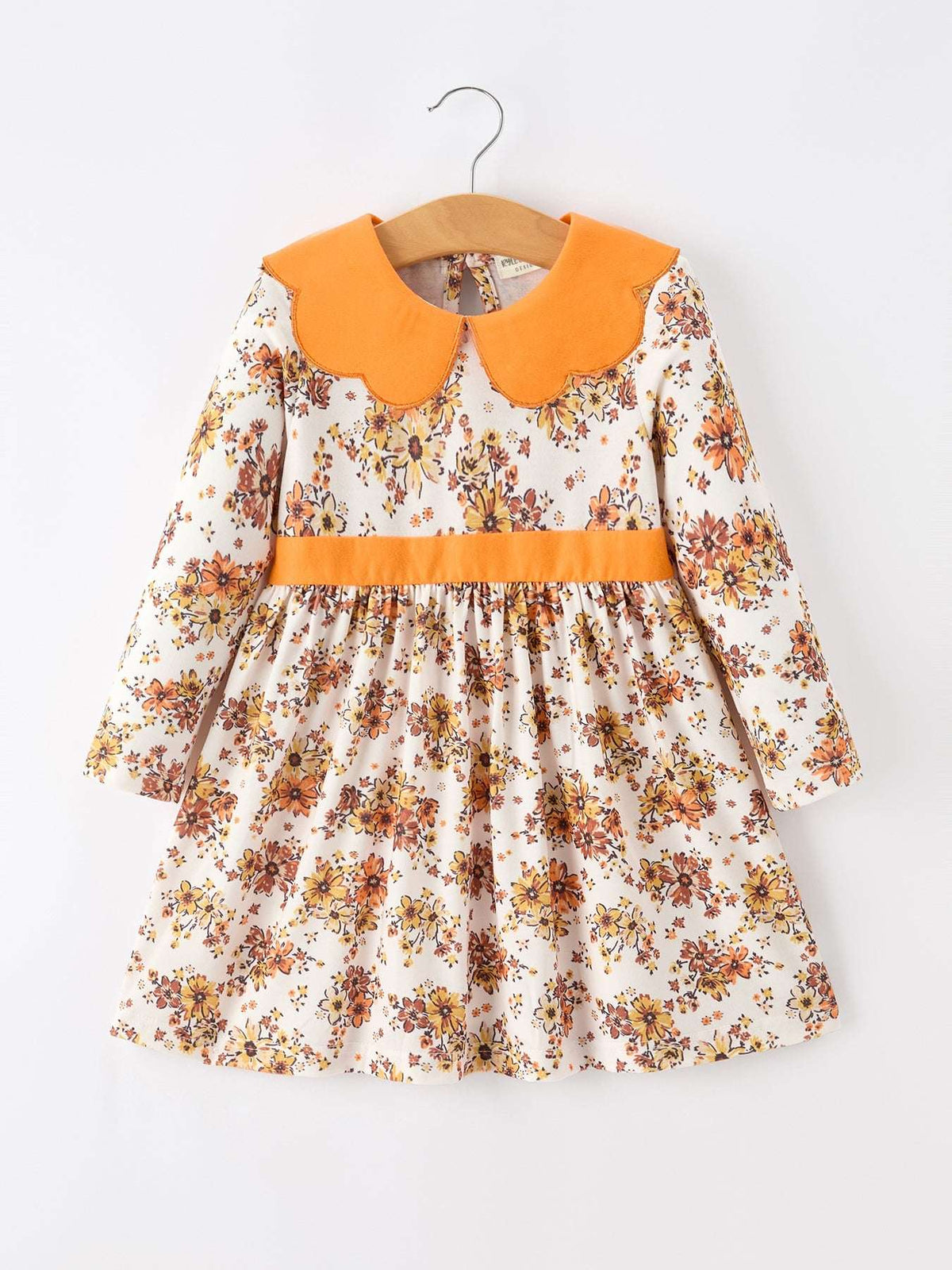 Fall Orange Floral Girl Dress Petals Collar - Rylee Faith Designs - Flyclothing LLC
