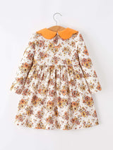 Fall Orange Floral Girl Dress Petals Collar - Rylee Faith Designs - Flyclothing LLC