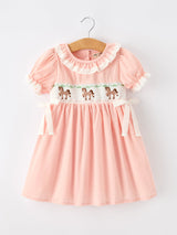 Western Horse Embroidery Girls Dress Lace Petals Collar Puff Sleeve - Rylee Faith Designs - Flyclothing LLC