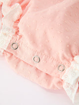 Western Horse Embroidery Girls Romper Lace Petals Collar Puff Sleeve - Rylee Faith Designs - Flyclothing LLC
