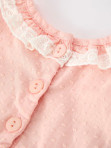 Western Horse Embroidery Girls Romper Lace Petals Collar Puff Sleeve - Rylee Faith Designs - Flyclothing LLC