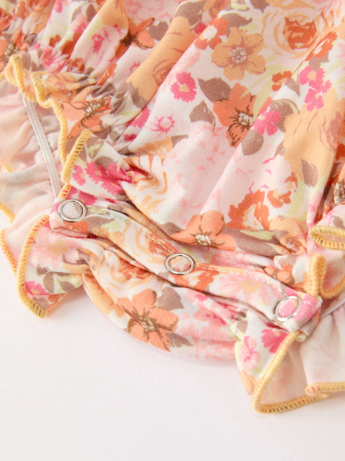 Peach Bow Smocked Floral Baby Bubble - Rylee Faith Designs - Flyclothing LLC