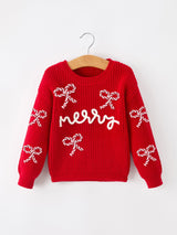 Mom and Me Winter Christmas Red "merry" Pullover Sweater - Rylee Faith Designs - Flyclothing LLC