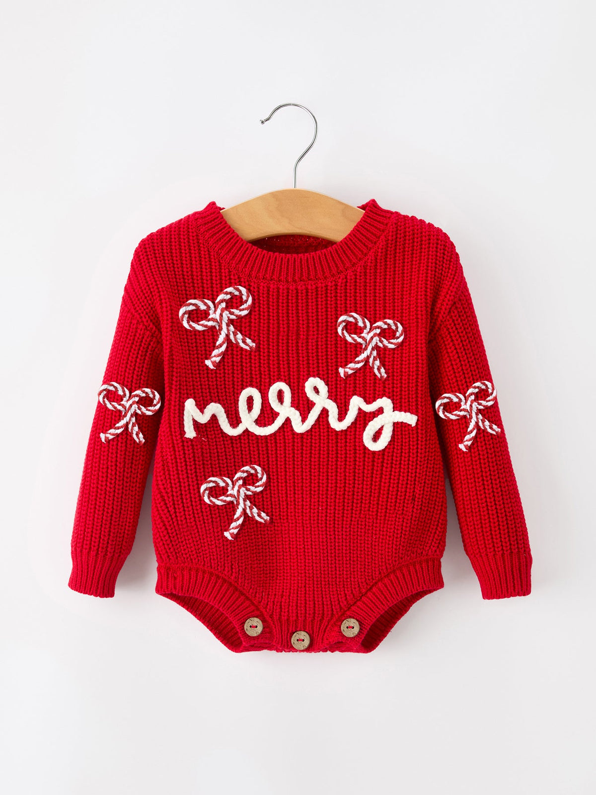 Christmas Candy Cane Merry Knit Baby Romper - Rylee Faith Designs - Flyclothing LLC