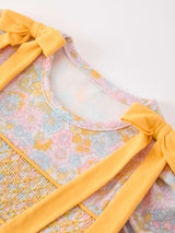 Yellow Bow Smocked Floral Baby Bubble - Rylee Faith Designs - Flyclothing LLC